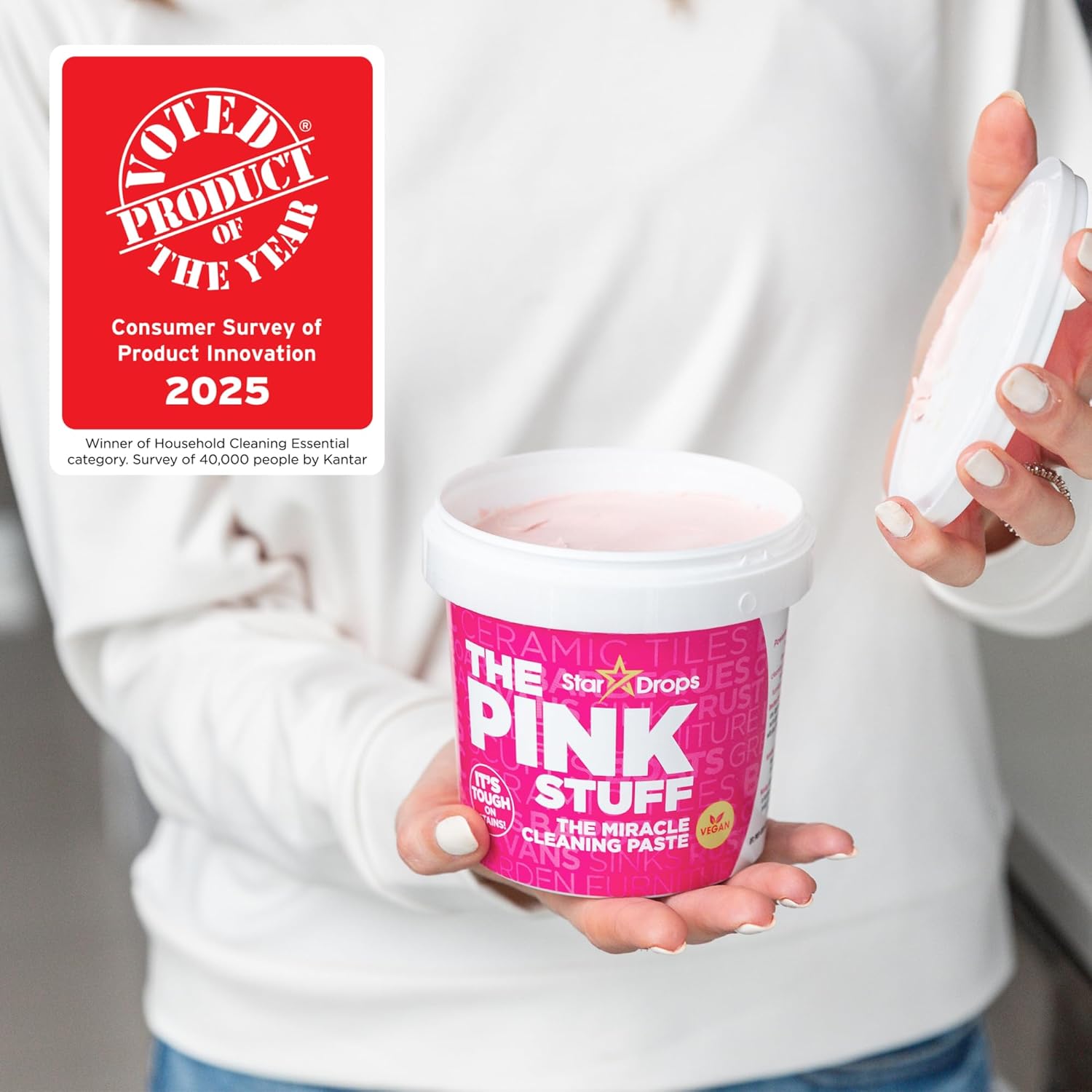 The Pink Stuff Miracle Cleaning Paste 850g - Vegan Multi Purpose Household Surface Cleaner - Non-Toxic - Image 3